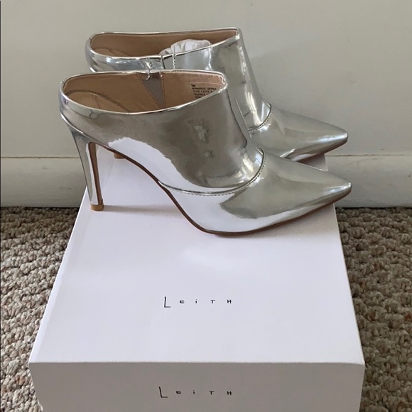 Silver Faux Leather Mules - Picture 2 of 4